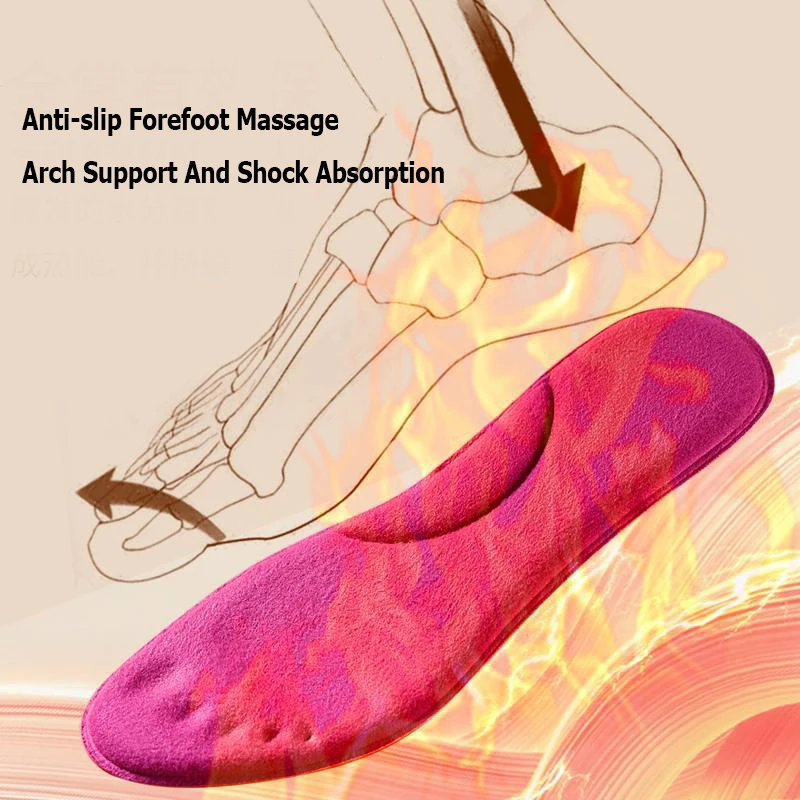 Foot Massage Thermal Thicken Insole Memory Foam Shoe Pads Winter Warm Men Women Shoes Self-heated Insoles Pad Accessories