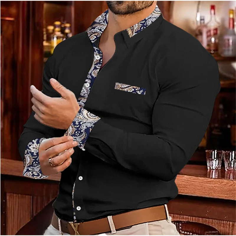 

Men's Spring and Autumn Button Casual Shirt Long Sleeve Thread Spliced Shirt Daily Vacation Dress Casual Comfort Casual Elegance