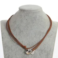 Ethnic Style Vintage Round Pendant Necklace for Women Bohemian Style Beaded Leather Cord Party Birthday Jewelry Gifts for Wife 5