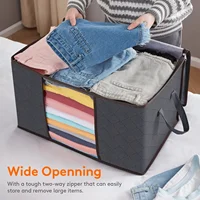3pcs/6pcs Large Capacity Clothes Storage Bag Organizer With Reinforced Handle For Blanket Comforters Bed Sheets Pillows Toy 1