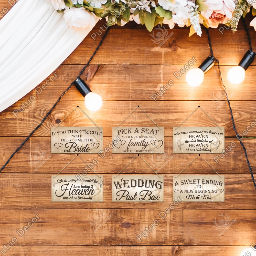 Putuo Decor Wedding Signs Wooden Hanging Signs Friendship Wooden Pendant Plaque Wood for Living Room Decoration Wedding Decor wooden sign