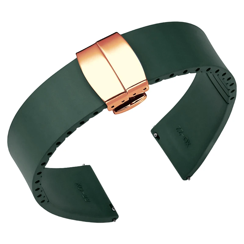 Premium FKM Rubber Quick Release Watch Band with Butterfly Buckle