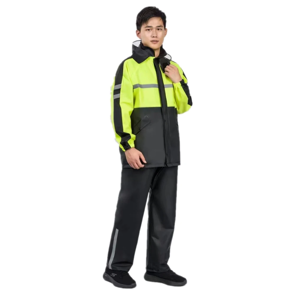 Thickened Motorcycle Reflective Raincoat Set PVC Knitted Raincoat Rain Pants Battery Car Split Deliveryman motorcycle raincoat waterproof raincoat