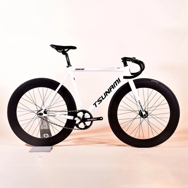 TSUNAMI ホワイト ピストバイク 700C 津波固定ギアバイク SNM100 アルミ合金フレームピストシングル
