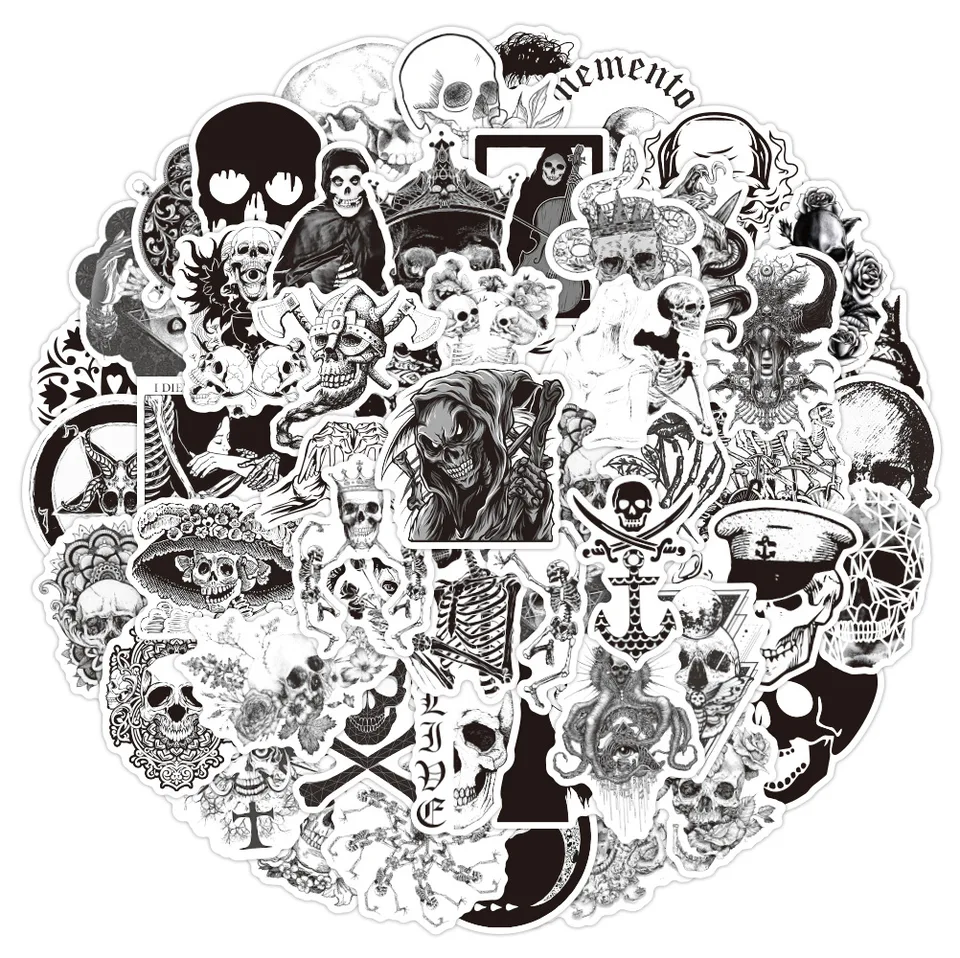 Lethal Threat Shredded Skull Decals Sticker Set For Motorcycles Cars Snowboards Skateboards