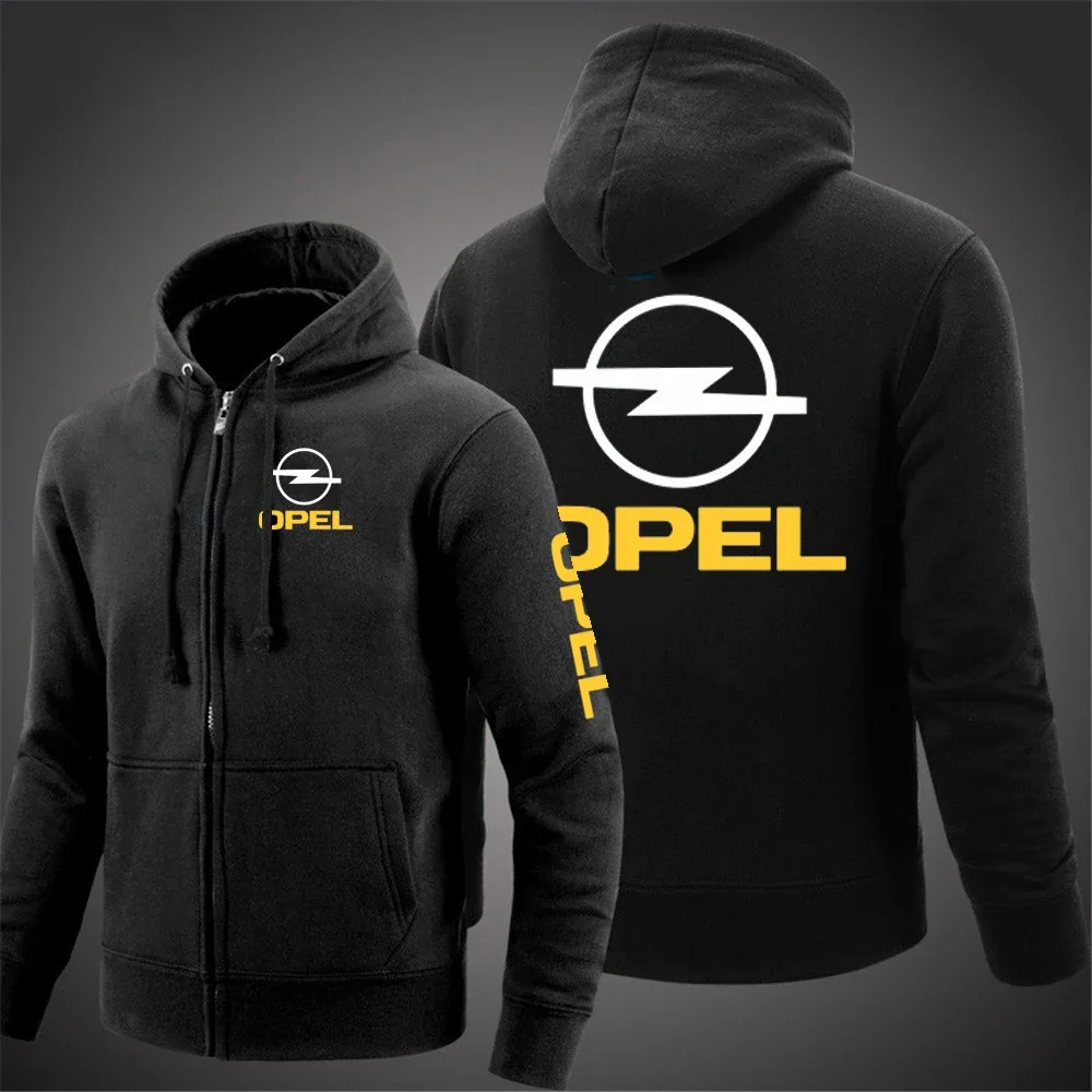 남녀공용 OPEL 남성용 슬림한 프린트 재킷, 단색 캐주얼 스웻셔츠, 지퍼 후드, 가을