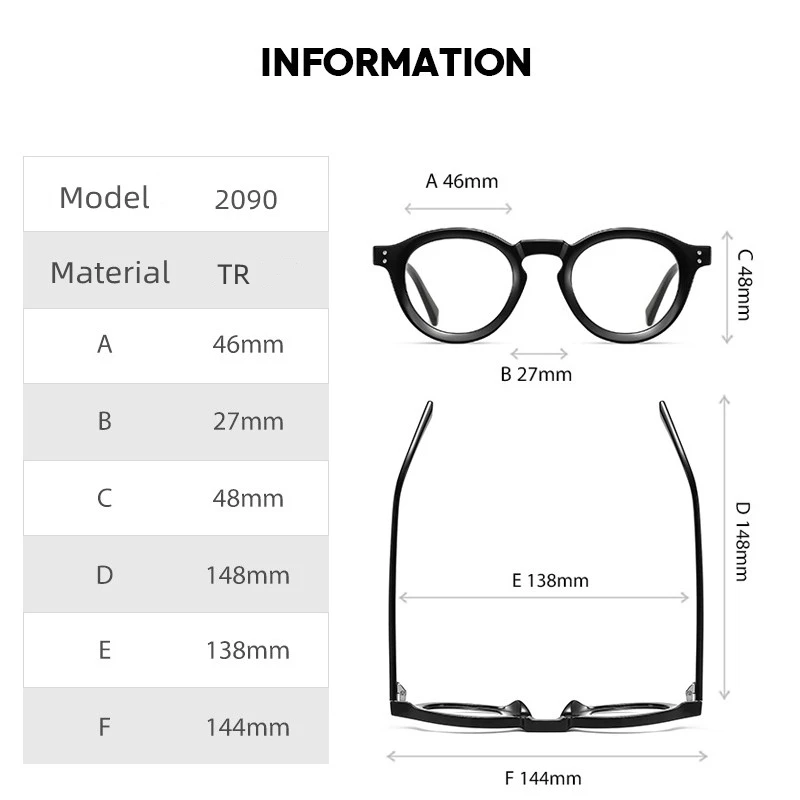 Retro Round Glasses Frame Women Men Computer Anti Blue Ray Optical Eyeglasses