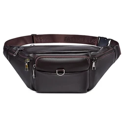 Men's Retro Leather Crossbody Waist Bag - Stylish & Durable Fashion Accessory (Brown)