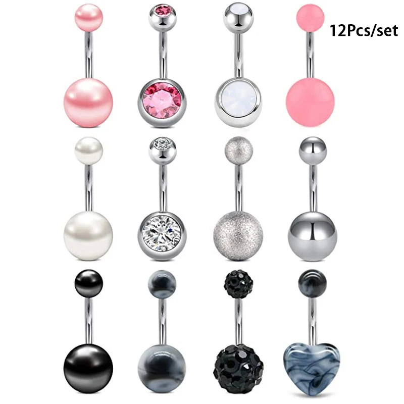 5/10/15/20pcs/lot Crystal Piercing Navel Surgical Steel Rhinestone Belly Button Rings for piercing jewelry,body piercing earrings,ear piercing jewelry,metal jewelry,body piercing jewelry,body jewelry,belly button piercings,belly button earrings