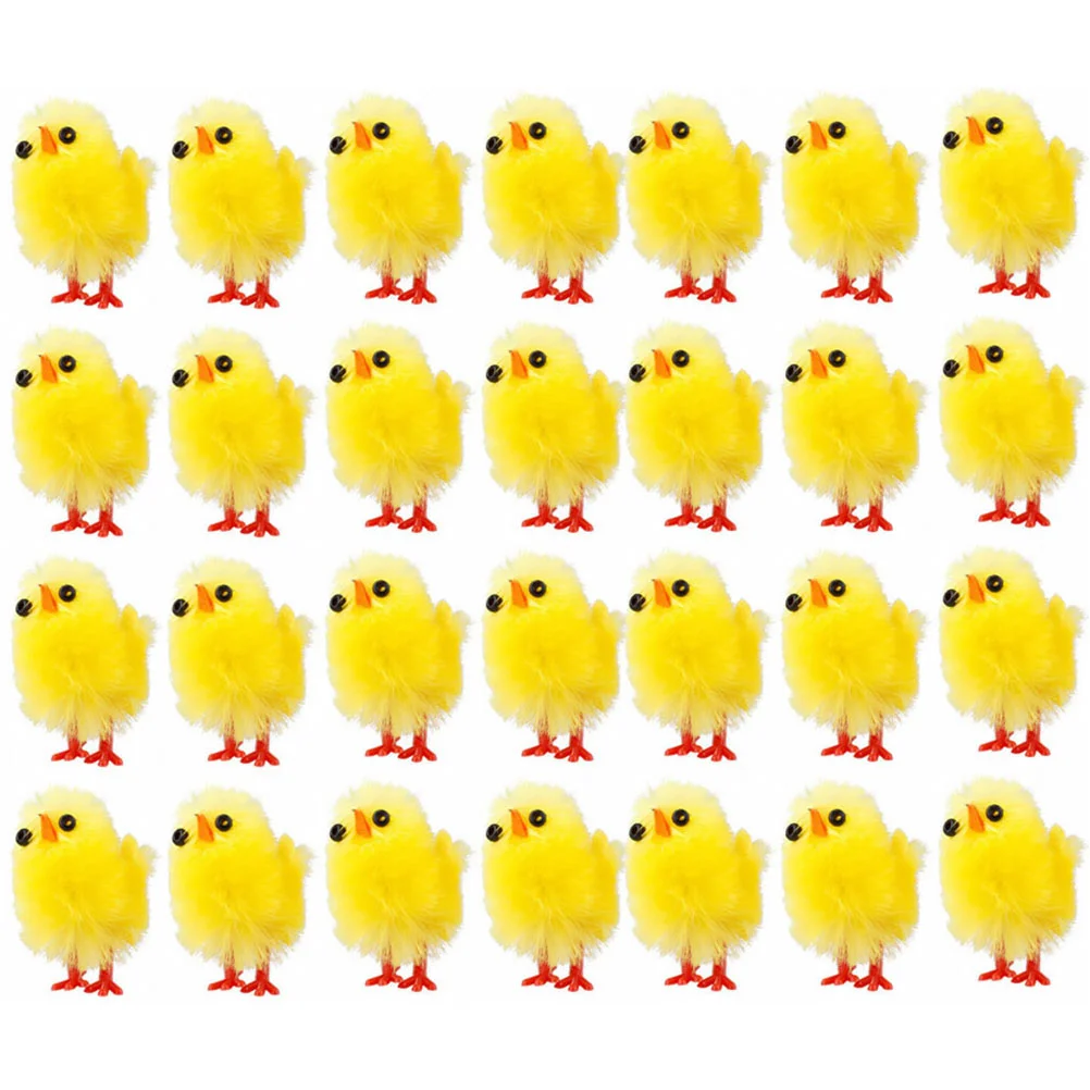 

Simulation Mini Easter Chicks Artificial Plush Yellow Chicken Desktop Ornament Spring Party Favors Decoration