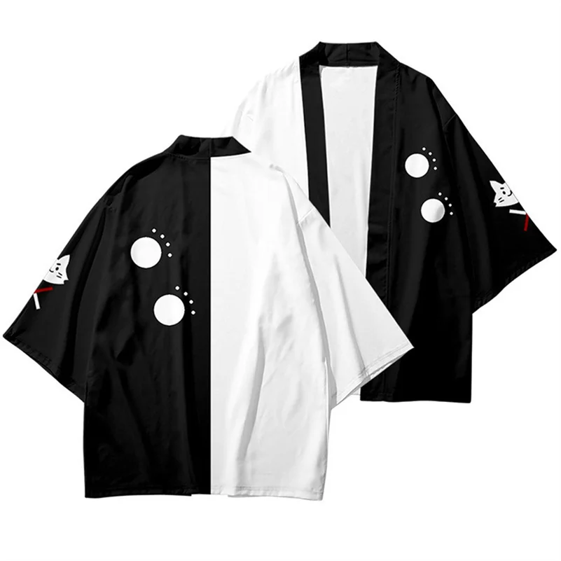 Hololive VTuber Ookami Mio Yukata Men Women Cardigan Loose Blouse Haori Obi Asian Clothes Harajuku Japanese Kimono Shirt
