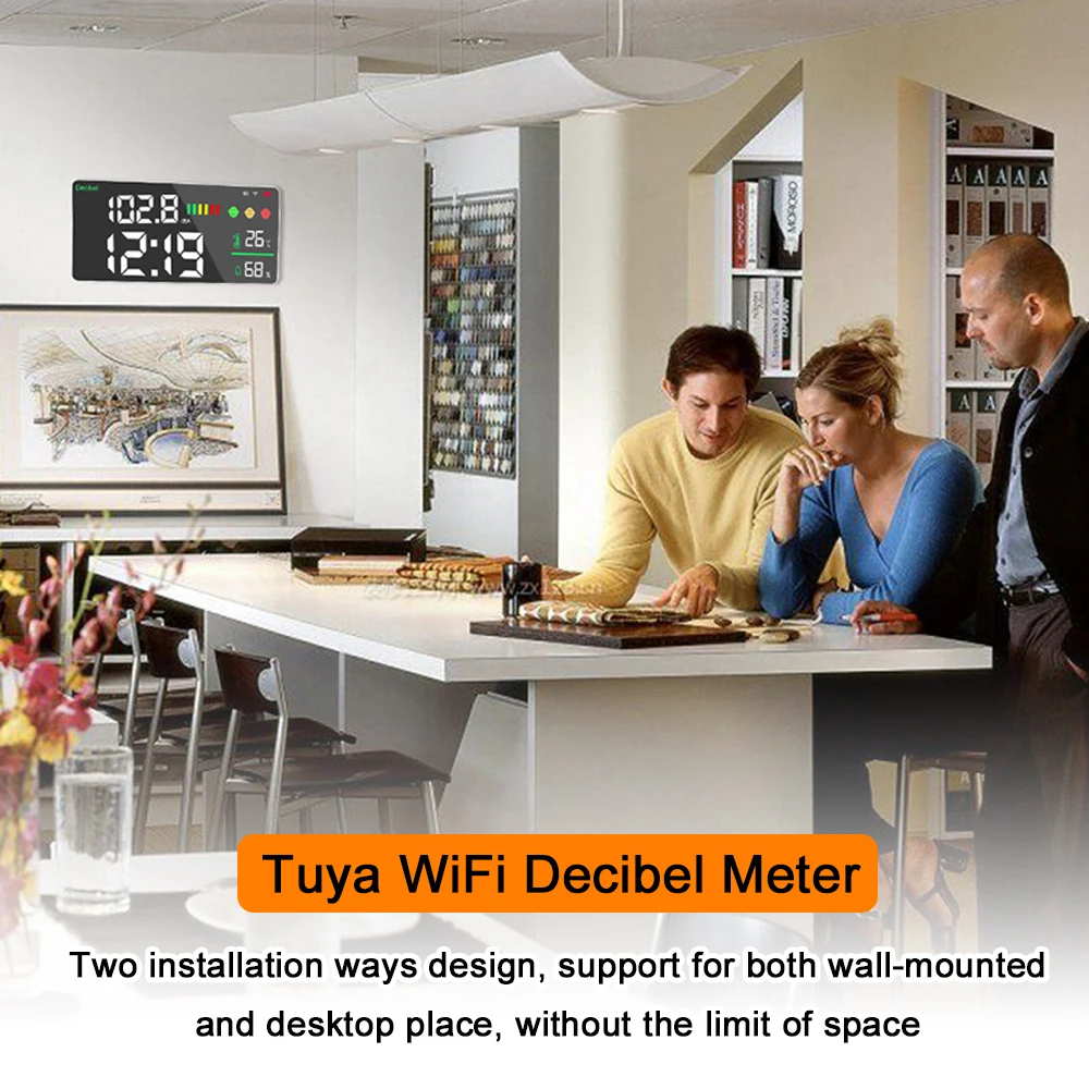 4 で 1 Tuya WiFi ノイズデシベルメーター温度計湿度計目覚まし時計 11