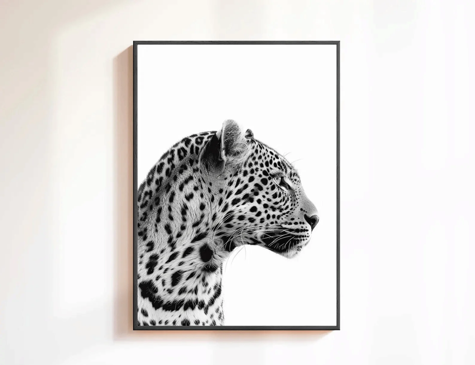 Chic Leopard Roar Black & White Wall Art - Digital Home Decor Print