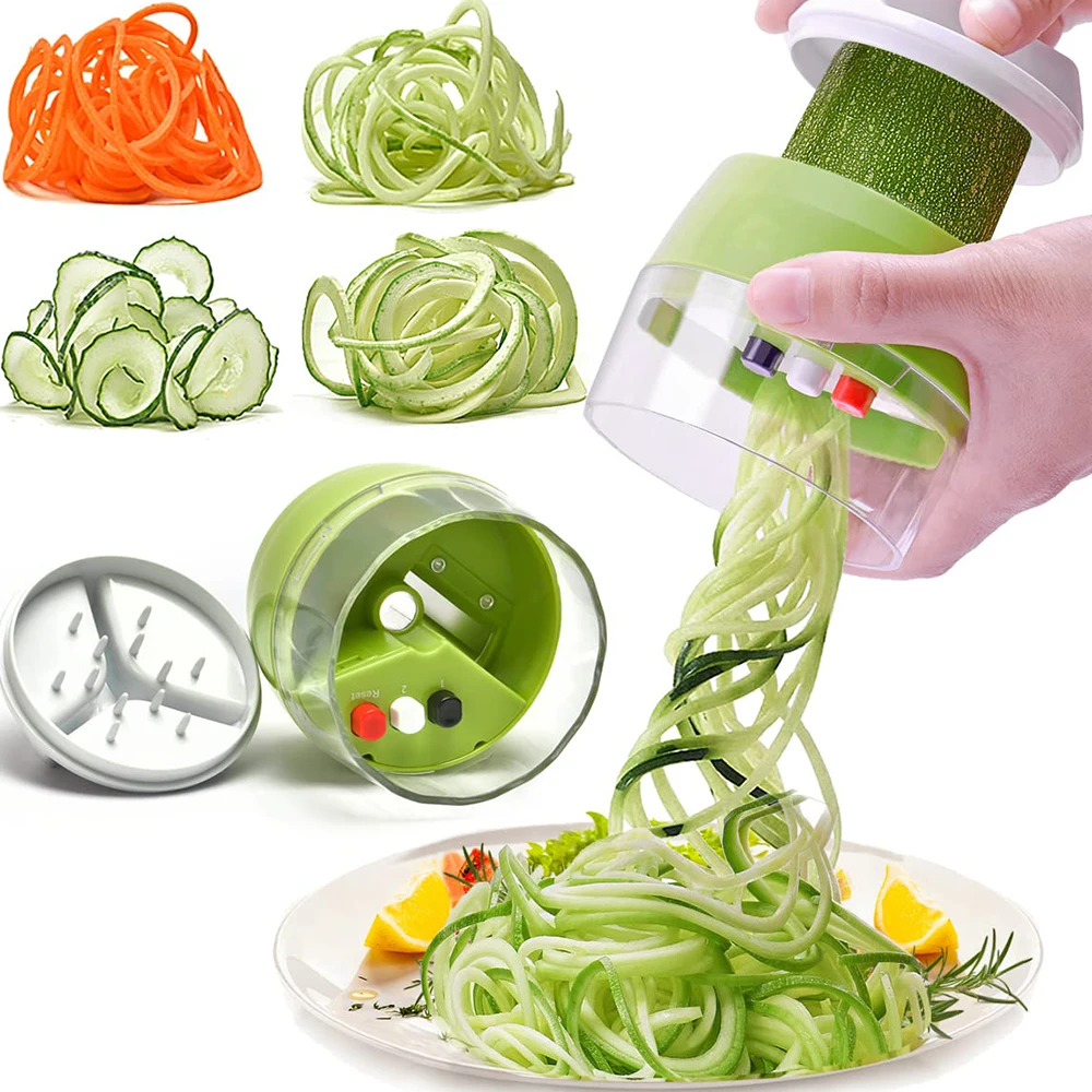 

4 IN 1 Spiralizer Vegetable Grater Portable Handheld Veggie Slicer Kitchen Necessaries Adjustable Cutter Salad Creative Tools