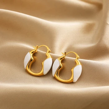 Vintage Enamel Color Round Hoop Earrings for Women Gold Plated Creative Circle Ear Buckle Hoops Jewelry Party Gifts