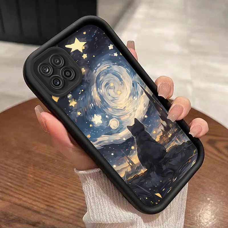 Starry Night Cat Design Sky Eye Phone Case