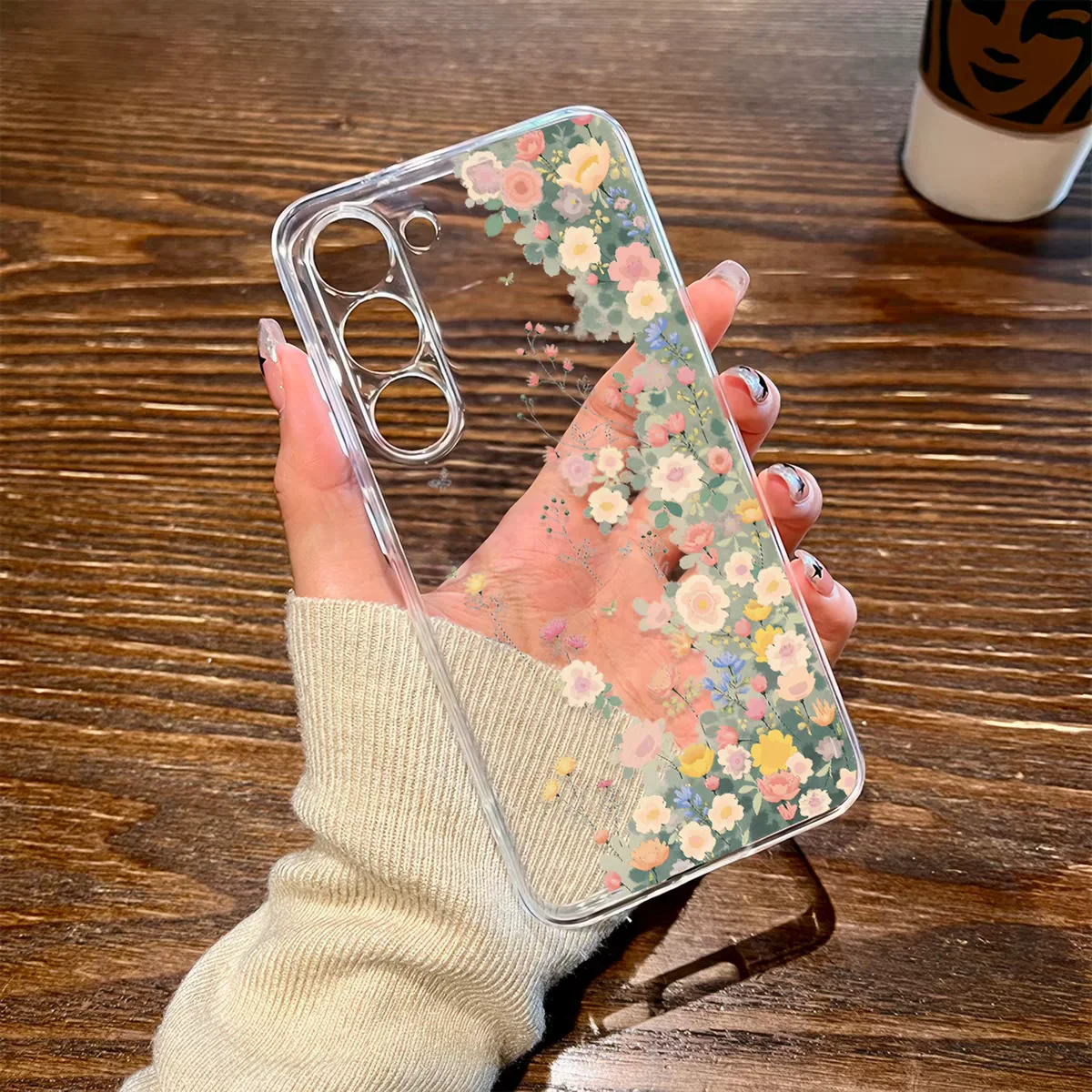 Floral Pattern Clear Soft Silicone Daily Use Phone Case