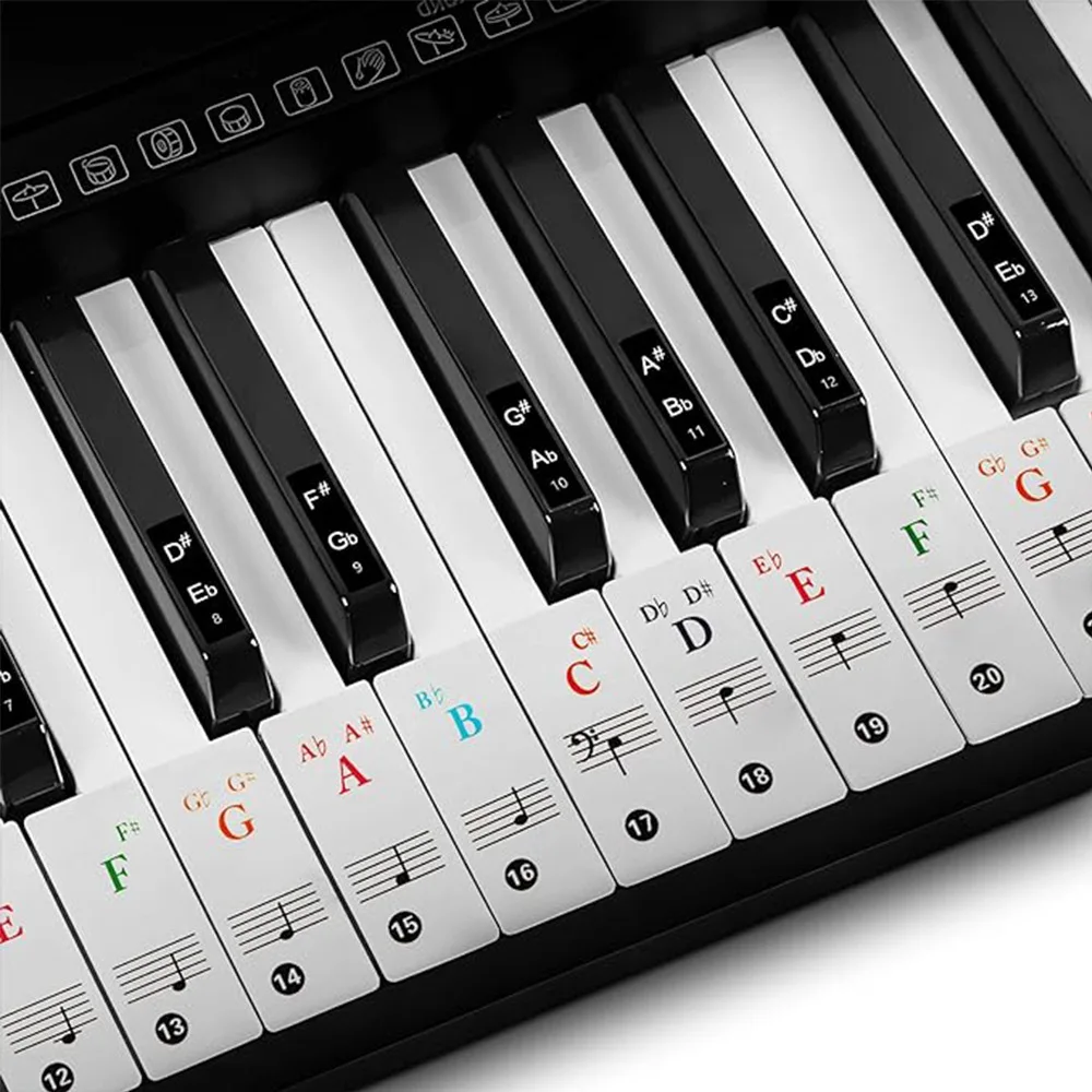 Transparent Piano Keyboard Stickers 49/54/61/88 Key Detachable Music Decal Notes Electronic Piano Spectrum Sticker Symbol Piano Stickers