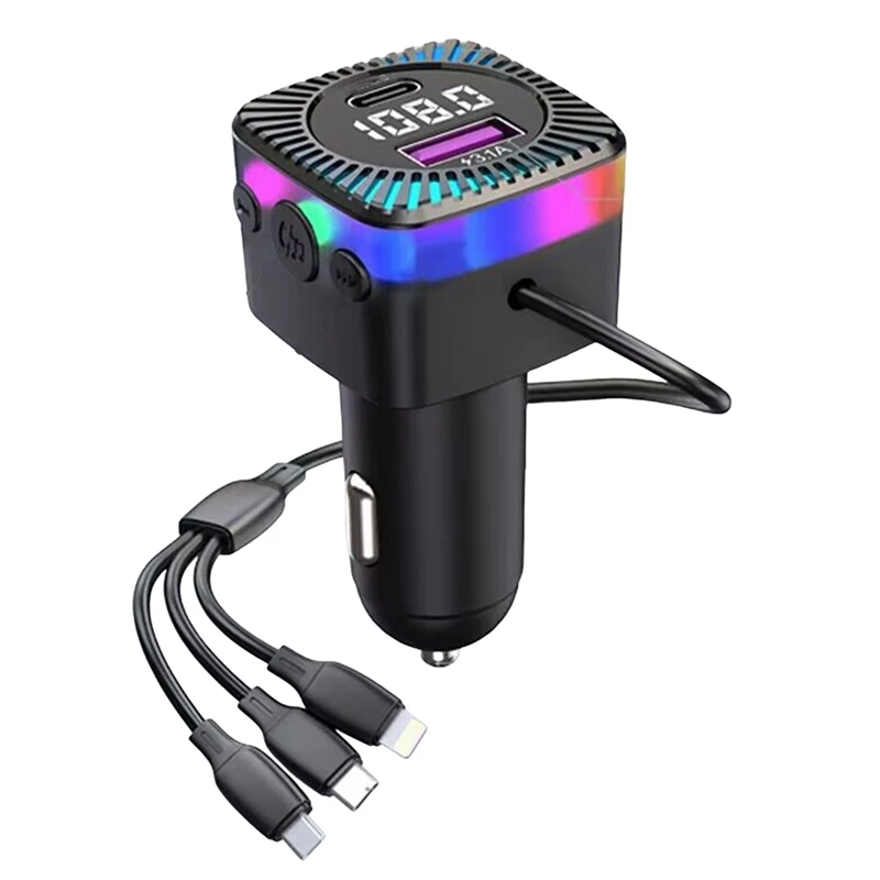 

Car Bluetooth Mp3 Player Car Charger With Cable One To Three Car Charging Fast Charging Fm Transmitter Spare Parts