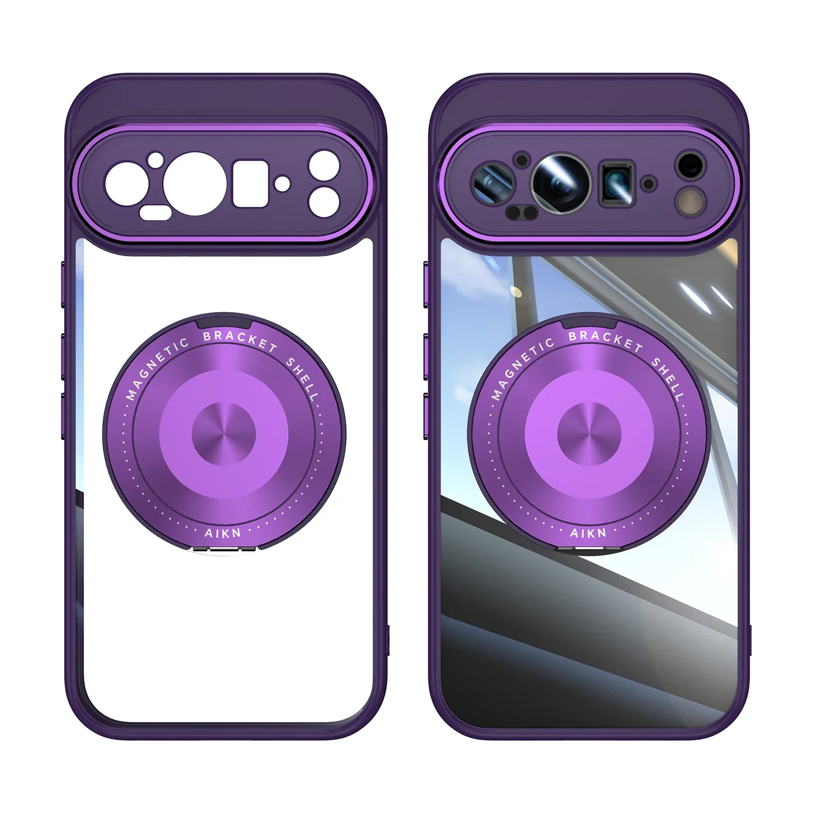 Transparent Acrylic Phone Case for Google Pixel 9 Pro XL 8 A Pro with Magnetic Bracket TPU Shockproof Camera Protection Cover 2