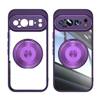 Transparent Acrylic Phone Case for Google Pixel 9 Pro XL 8 A Pro with Magnetic Bracket TPU Shockproof Camera Protection Cover 2