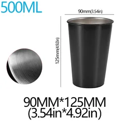 Stainless Steel Tumbler for Home, Office, and Bar - Versatile Drinkware for Coffee, Tea, or Beer (Black 500ml)