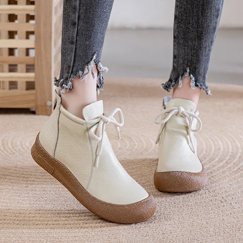 Neue mode stiefeletten frauen herbst wasserdichte schuhe frau dicke sohle kurze stiefel damen designer plattform schnüren booties – Detail 24