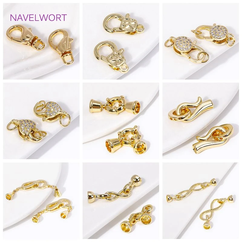 트렌디 한 18K 골드 도금 진주 걸쇠 커넥터, 비즈 엔드 캡 DIY 팔찌 쥬얼리 용 패스너 걸쇠 액세서리 만들기