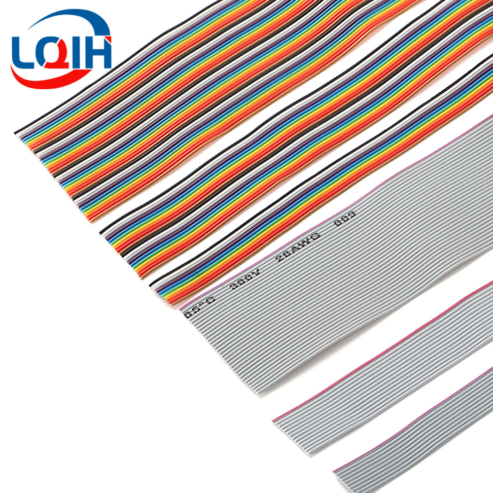 1/3/5Meter 6/8/10/16/18/20/26/34/40P 1.27mm Pitch Color Grey Flat Ribbon Cable Rainbow DuPont Wire For IDC 2.54mm FC Connector