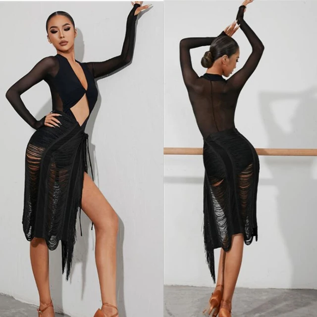Latin Dance Dress black fringe latin dress Tango Dress Rumba ChaCha latin  dresses woman zym 2028 - AliExpress