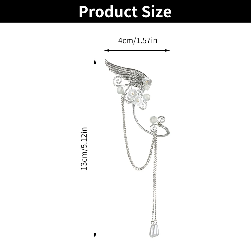 Long Fringe Drop Elf Earring Earring No Piercing Silver Color Elf Ear Clip Goth Halloween Women Daily Party Jewelry