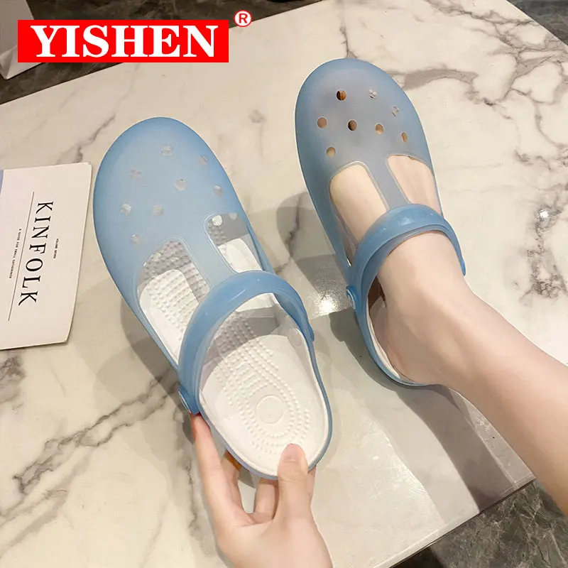 

YISHEN Summer Women's Sandals Mary Jane Jelly Shoes Casual Transparent Shoes Footwear Sandals For Girls Sanitary Clogs Woman