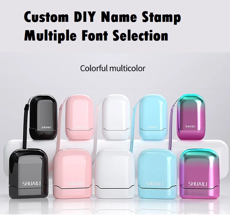 Personalized Name Stamp for Clothing Kids Custom Waterproof Clothes Stamp Customized Clothing Stamp Self-Inking with Name-6 Sticker Patterns