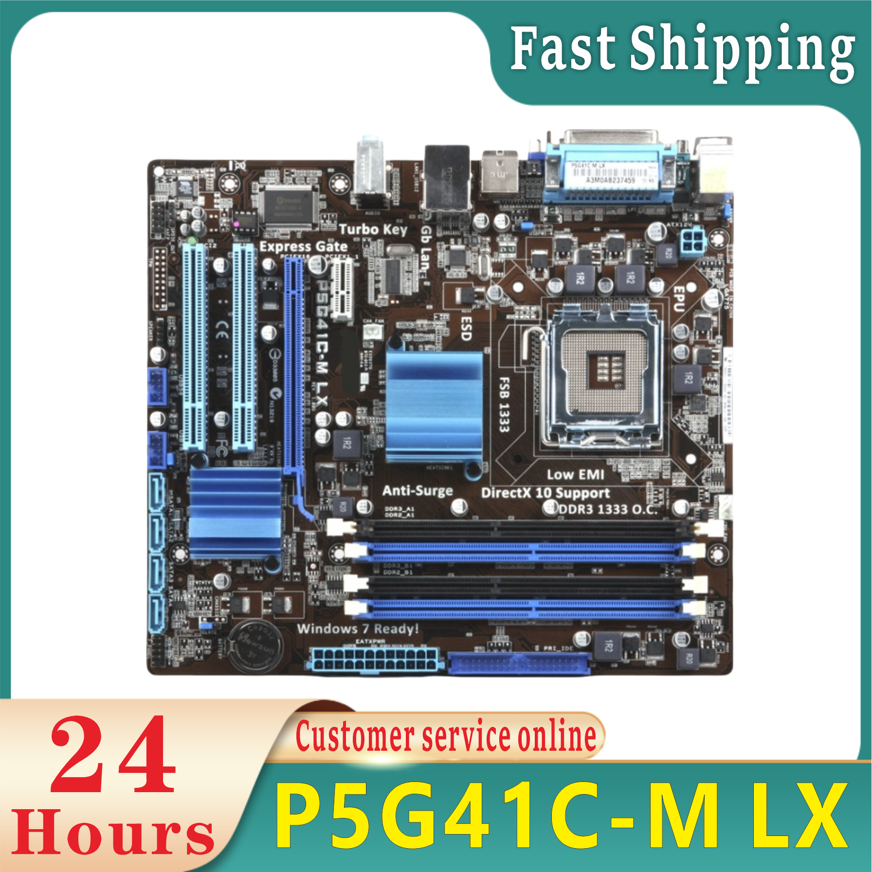P5G41C-M LX 1066MHz 2 x DDR2 DDR3 8GB LGA 775 G41 P5G41CM LX Desktop System Board SATA II 100% testing