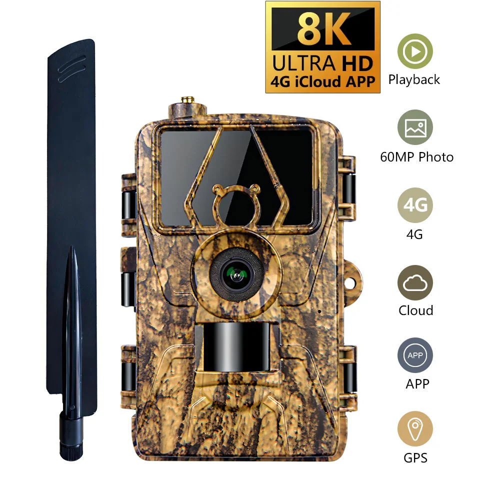 PR801LTE-4G Hunting Camera 8K Video 60MP Photo Trail Camera for North US South US Europe Australia 4G App Check hunting riflescope