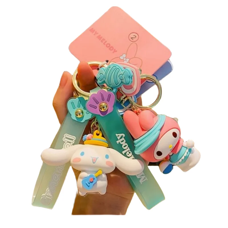 

Genuine Sanrio family Cinnamoroll Mymelody key chain Kawaii girls school bag pendant small jewelry cute car key chain 2023 new