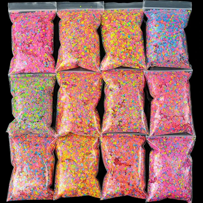 

50g/Bag Colorful Neon Mixed Hexagon/Round/Butterfly/Flower Nail Sequins Fluorescent Glitter Flakes Polish Nail Art Decorations&3