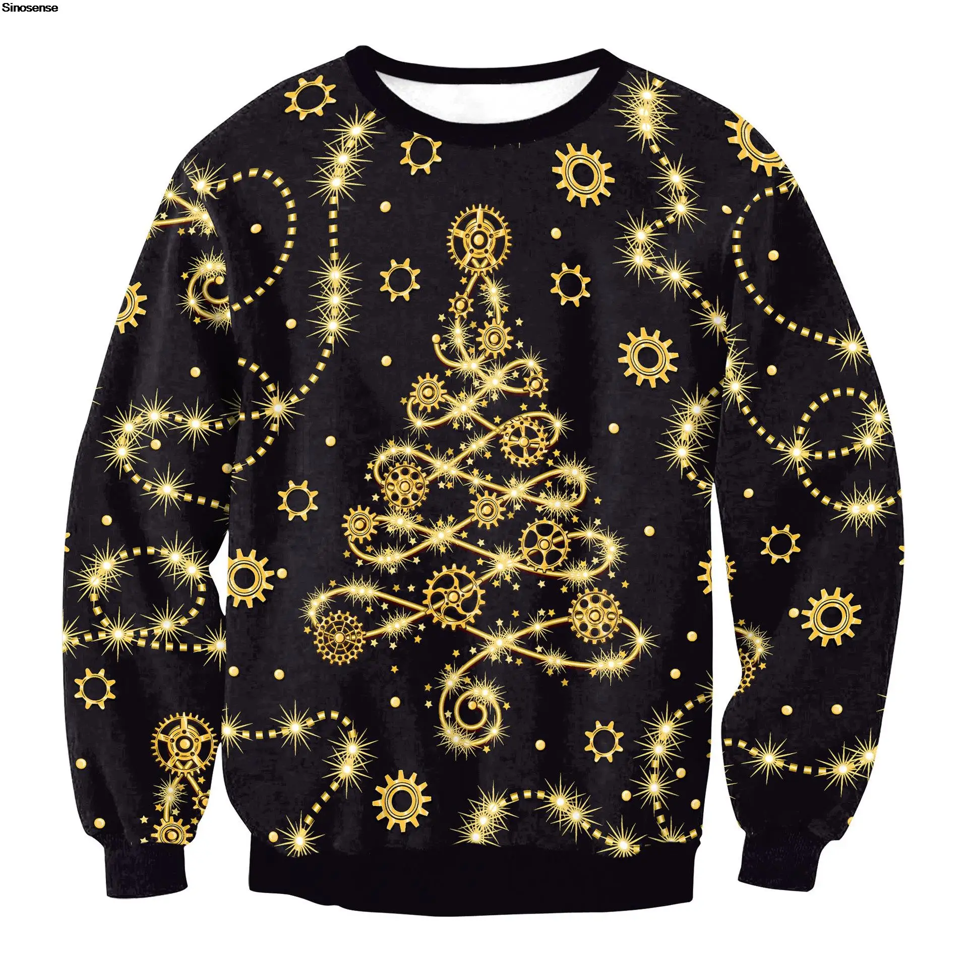 

Men Women Ugly Christmas Sweater 3D Christmas Tree Printed New Year Eve Xmas Sweatshirt Pullover Holiday Party Jumpers Tops