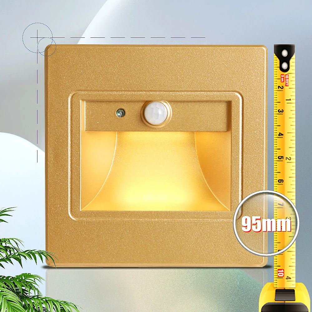 SANDIY Wall Light Recessed Led Stair Lamp Motion Sensor Nursery Nightlight for Step Ladder Hallway Home Decor Sconce PIR 95*95
