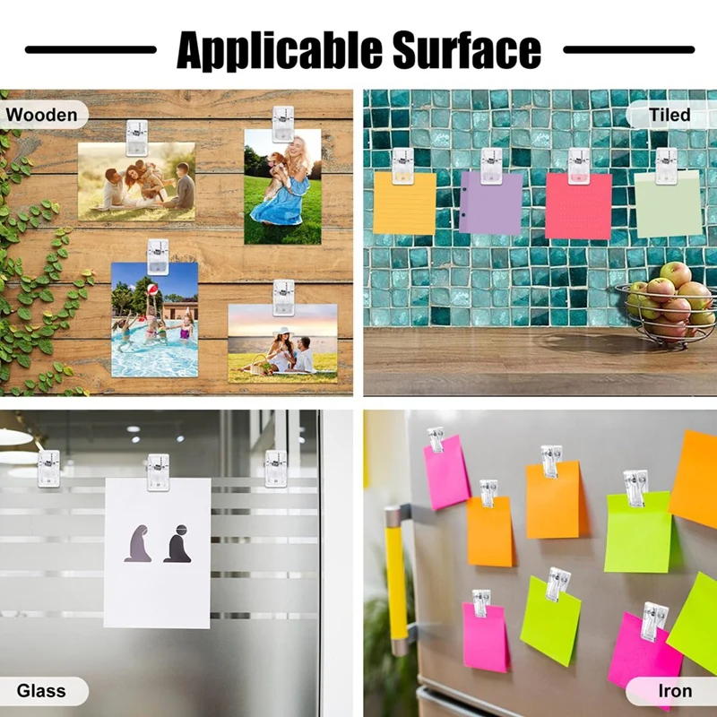 Self Adhesive Clips, 100PCS Plastic Tapestry Wall Hanging Clips For Office, Home, School Organization