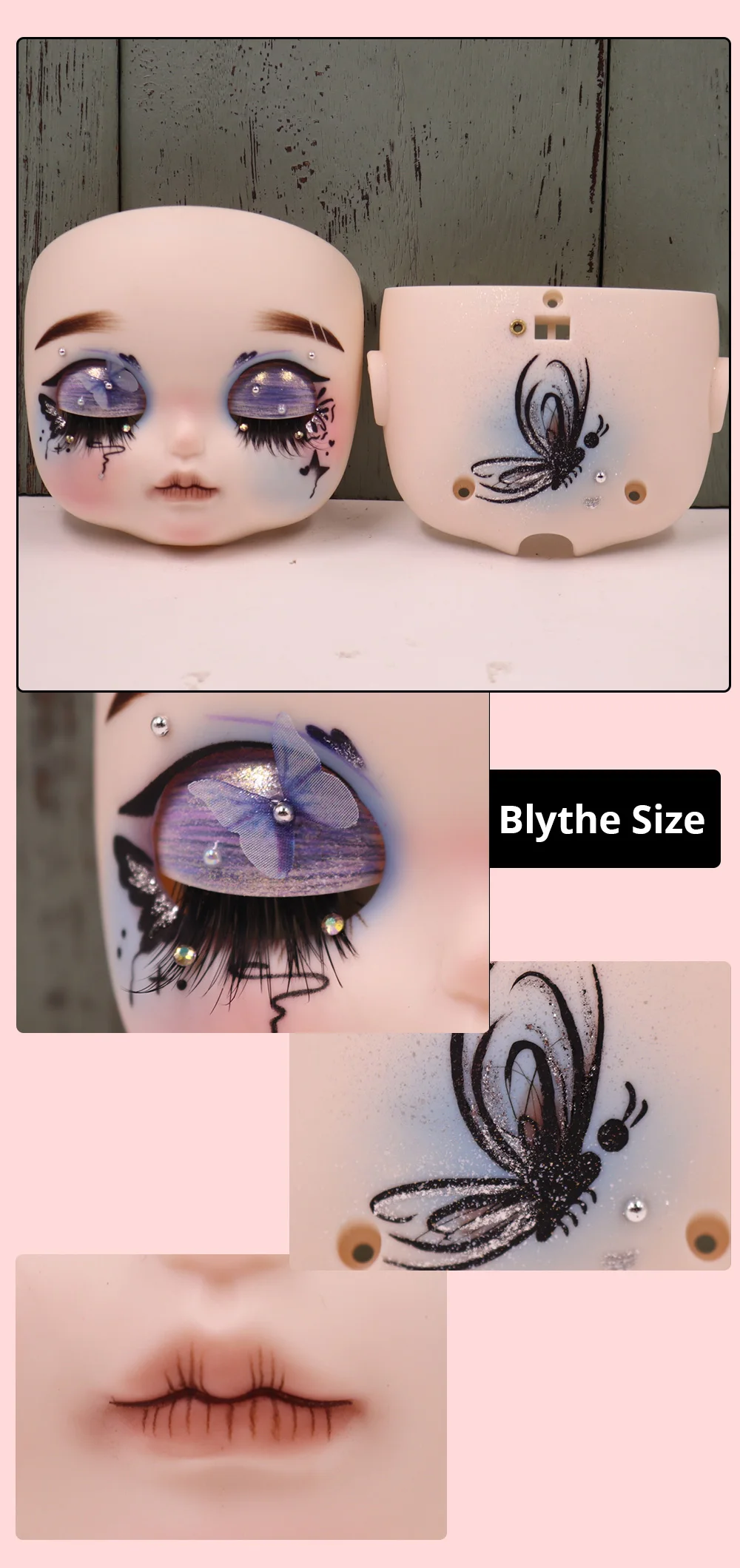 ICY DBS OOAK Blyth doll Hand-Painted Face Plate Including Back Plate Screws Lips carved 1/6 BJD Anime Girl