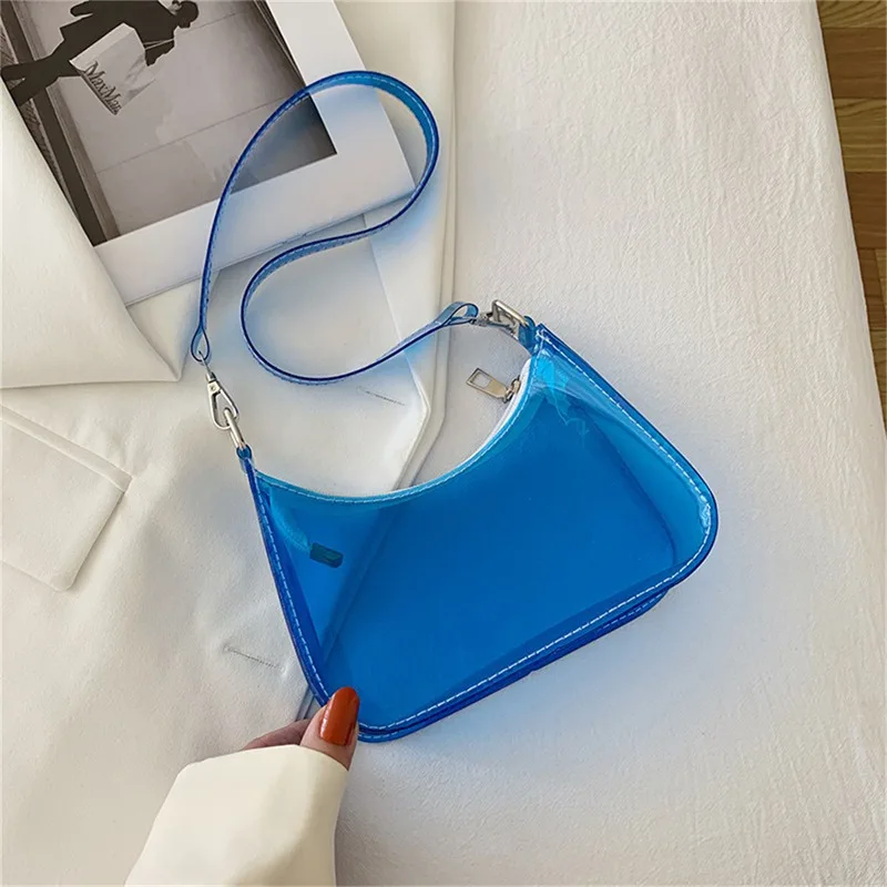 Clear Jelly Shoulder Bag For Women, Y2K Small Zipper Underarm Purses & Fashion Handbag 12