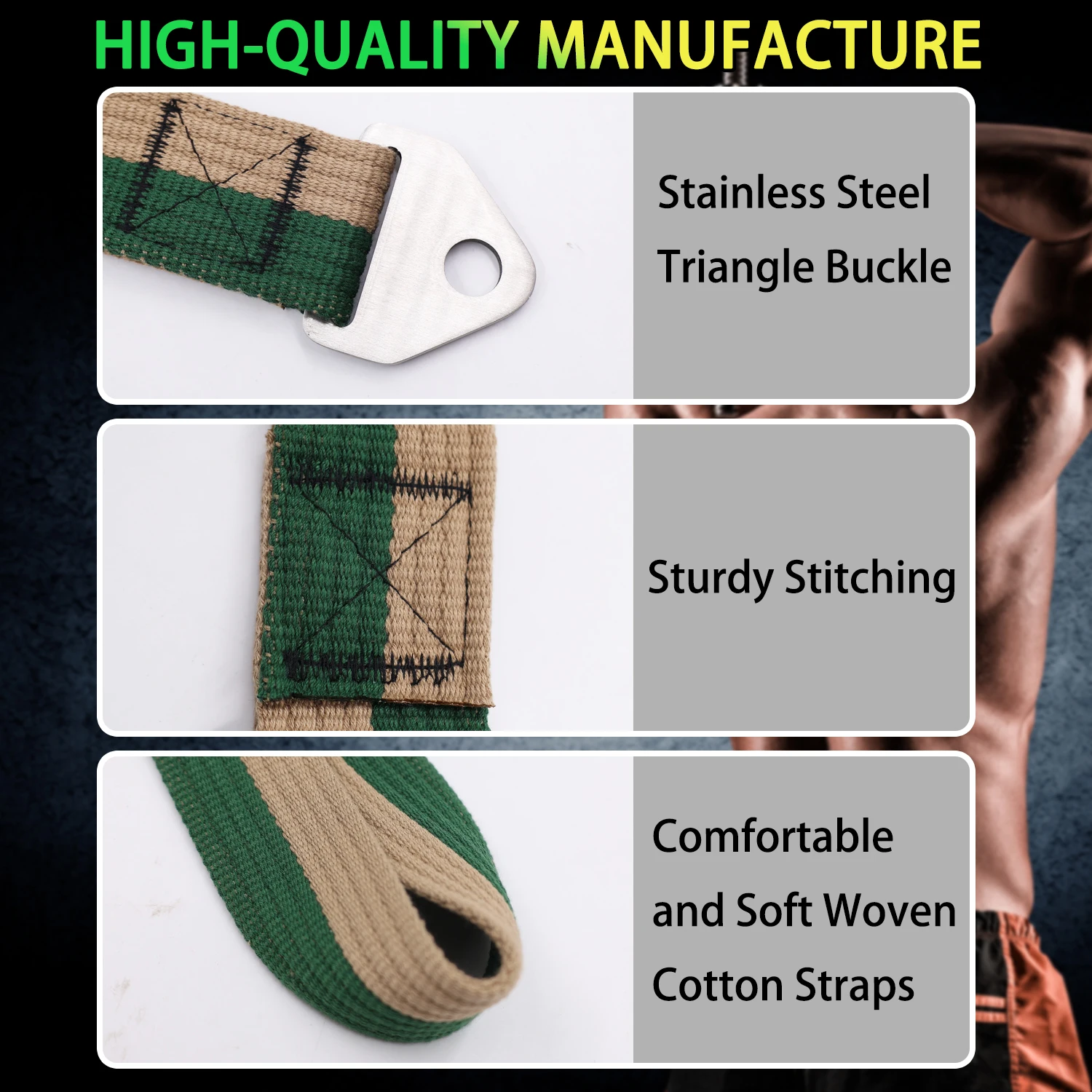 Double-Sewn Thick Arm Wrestling Training Strap with Triangular Buckle – Durable Arm Wrestling Belt for Cable Machine Training 3