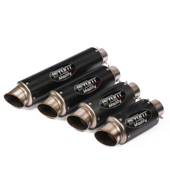 60mm Universal For S1000RR CBR1000 R6 GSX1300 Motorcycle Exhaust Escape Modified Slip-on Carbon Fiber Vent Muffler Pipe