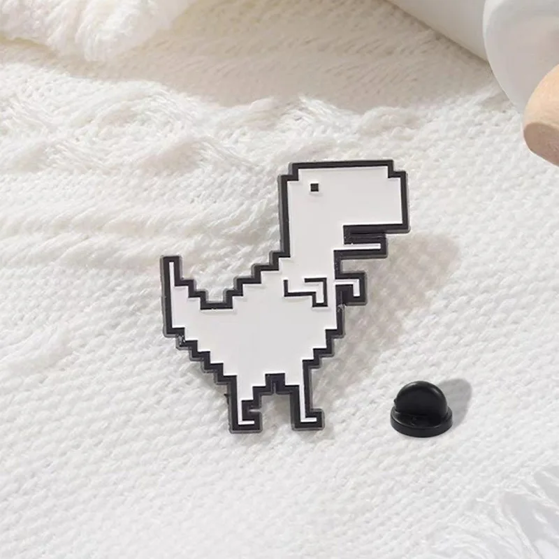 Dinosaur Brooch Pixel Style Jurassic Shape Metal Badge Clothing Bag Accessories Waist Pin