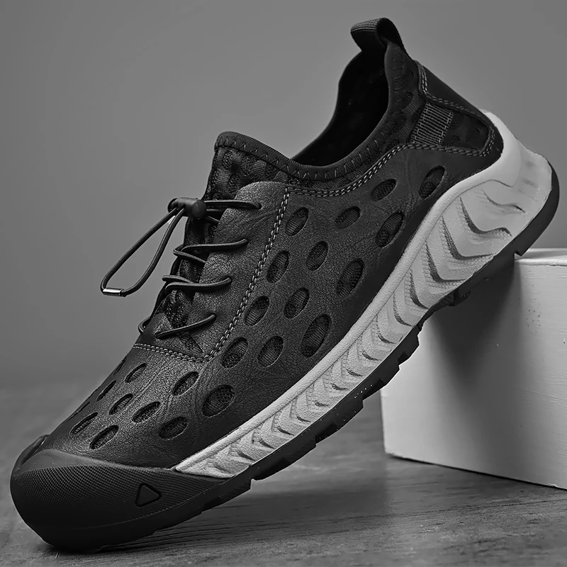 

Сандалии мужские из мягкой кожи, дышащие Нескользящие, Повседневная Уличная пляжная обувь с бычьей сухожилистой подошвой, лето 2024