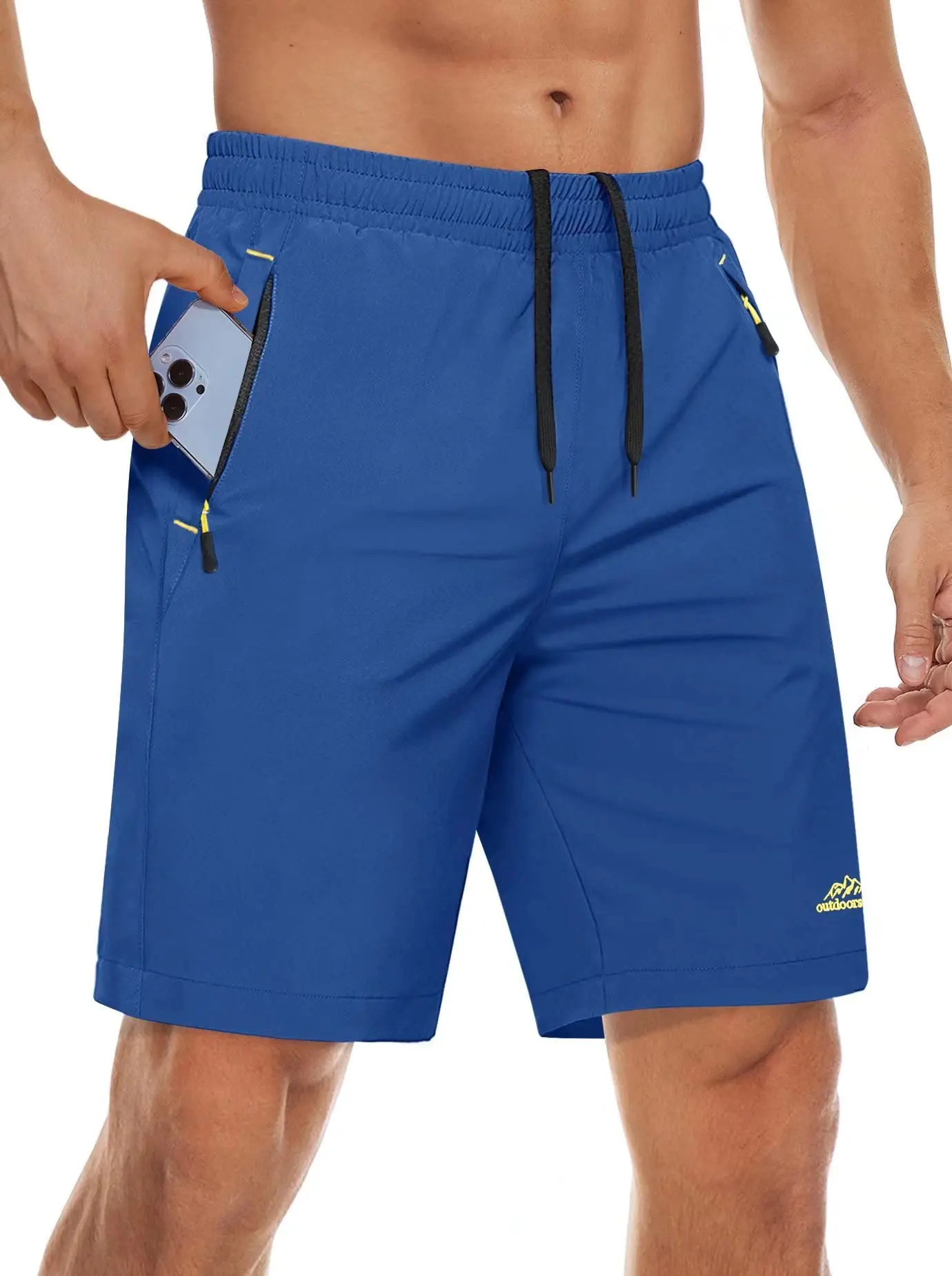 TACVASEN Quick Dry Athletic Shorts with Zipper Pockets Men's Summer Running Shorts Gym Training Workout Fitness Hiking Shorts