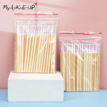 50 pcs Disposable bamboo Stick Micro Brush Mascara Wands Swab Microbrush for Eyelashes Extension women Makeup brushes Tools 1