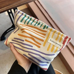 Elegant Corduroy Cosmetic Bag with Ample Storage and Portable Design (Colored)