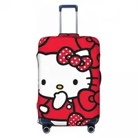 Red Hello Kitty Cat Cartoon Suitcase Cover Vacation Useful Luggage Case Travel Protection 2